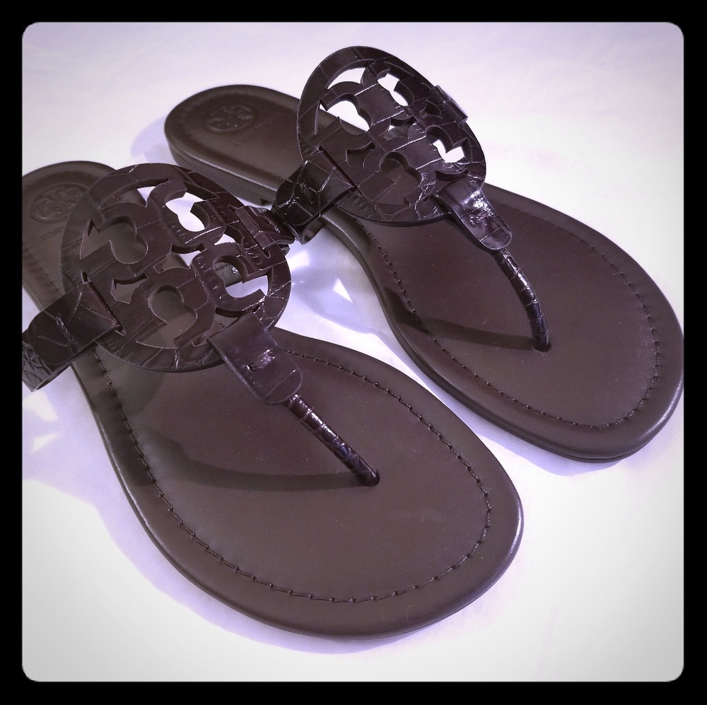 Tory Burch Miller Embossed Leather Sandals - NWOB